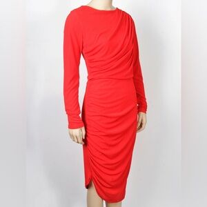 H&M Vibrant Red Long Sleeve Midi Dress